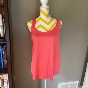 Loft Coral Mixed Media Top